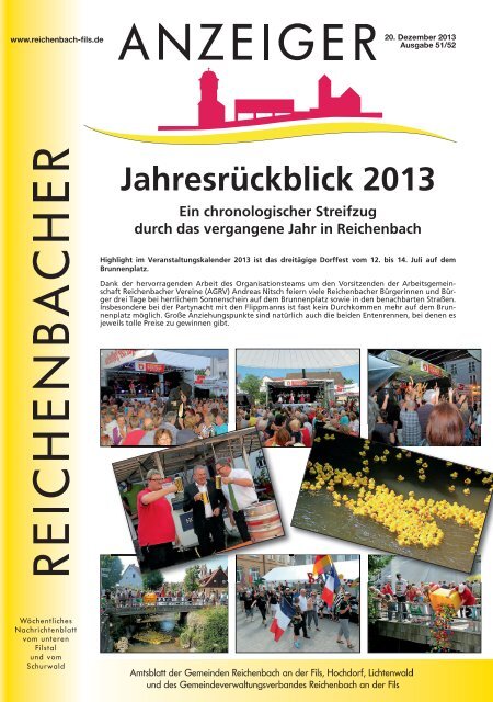 Jahresrückblick - Gemeinde Reichenbach an der Fils