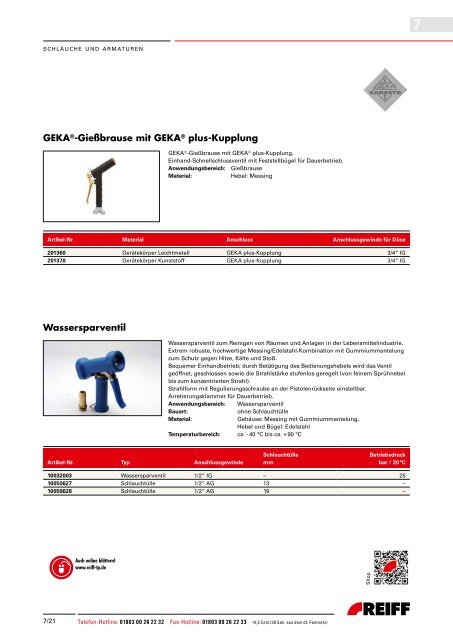 Schläuche und Armaturen - REIFF Technische Produkte