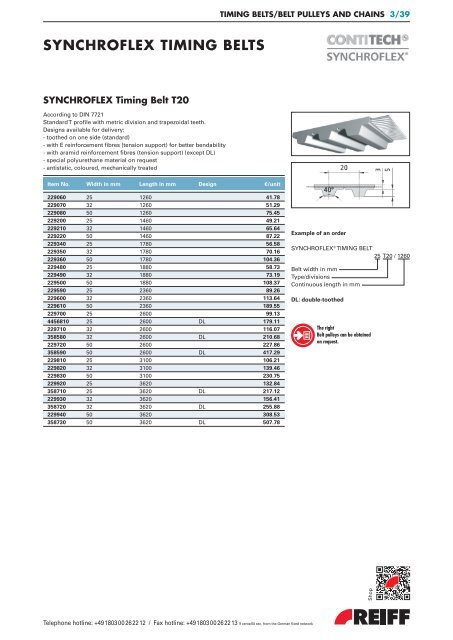 Timing Belts and Pulleys - REIFF Technische Produkte