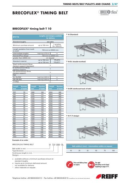 Timing Belts and Pulleys - REIFF Technische Produkte