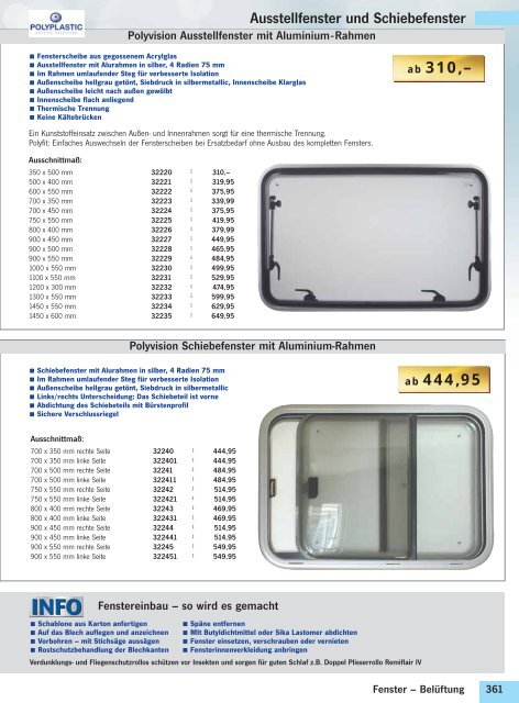 Ausstellfenster und Schiebefenster ab 310,â ab 444,95