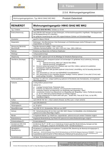 HW43 SH42 WE WK2 - REINÃRDT TÃ¼ren GmbH