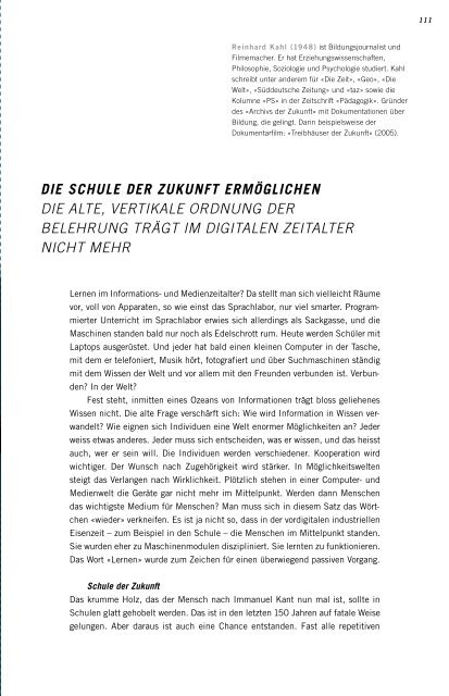 DIE SCHULE DER ZUKUNFT ERMÖGLICHEN DIE ... - Reinhard Kahl