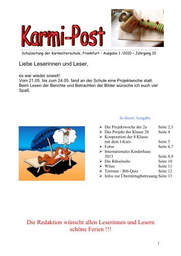 Schulzeitung 09.06.2013 - Karmeliterschule