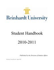 Student Handbook 2010-2011 - Reinhardt University