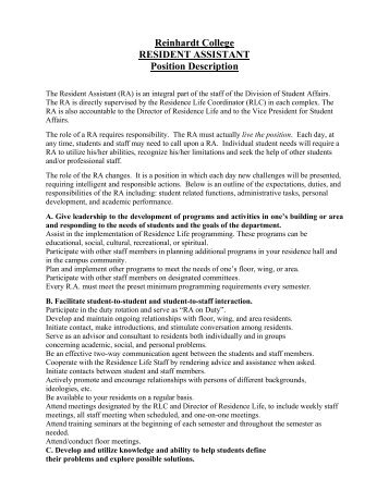 resident advisor resume
