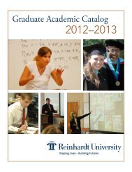 Graduate Academic Catalog 2012 2013 - Reinhardt University