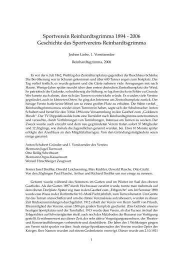 Sportverein Reinhardtsgrimma 1894 - 2006 Geschichte des ...