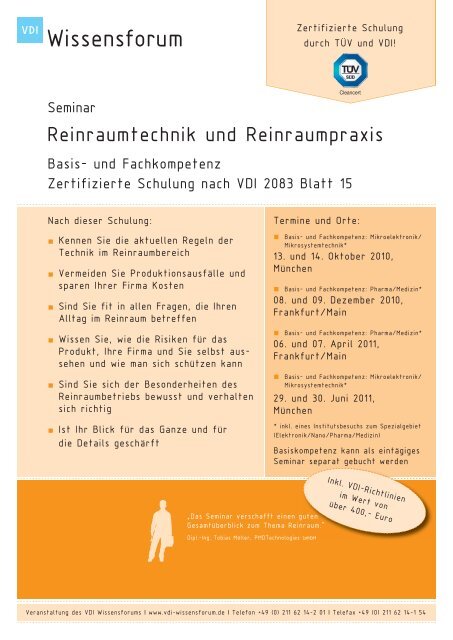 Reinraumtechnik und Reinraumpraxis - Reinraum-Akademie