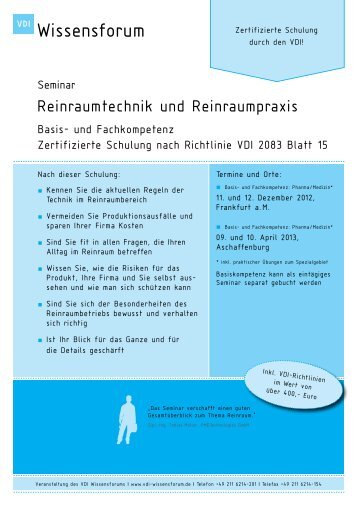 Reinraumtechnik und Reinraumpraxis - Reinraum-Akademie