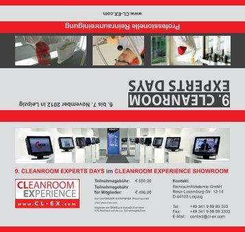 9. cleanroom experts days - Reinraum-Akademie