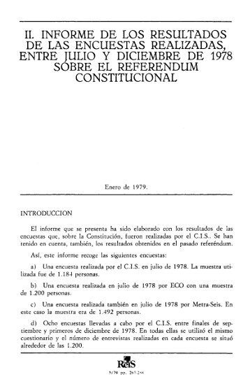 II. Informe de los resultados de las encuestas realizadas, entre julio ...