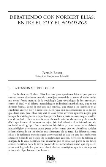 Debatiendo con Norbert Elias: entre el yo y el nosotros ... - Dialnet