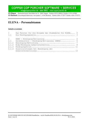 ELENA – Personalstamm - COPPS