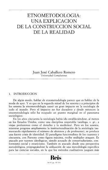 EtnometodologÃ­a: una explicaciÃ³n de la construcciÃ³n social ... - Dialnet