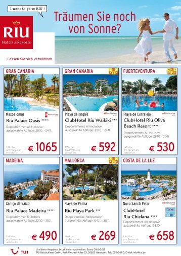 RIU Sonderangebote - TUI REISECENTER MILLETRAVEL