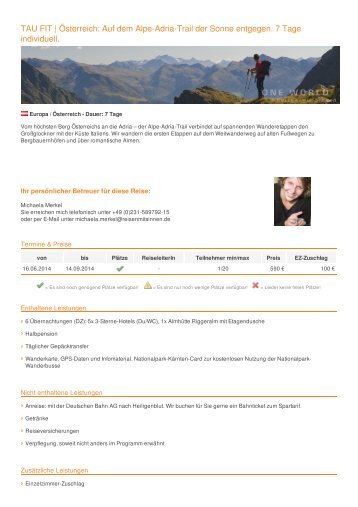 Österreich: Auf dem Alpe-Adria-Trail der Sonne entgegen. 7 Tage ...