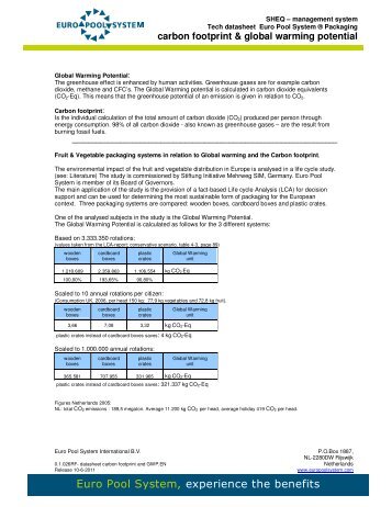 carbon footprint & global warming potential - Euro Pool System