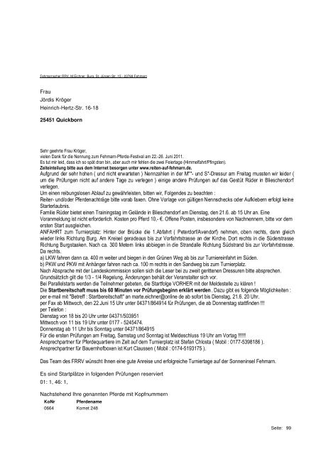 Reiterbrief Juni 2011 - Reiten auf Fehmarn e.V.