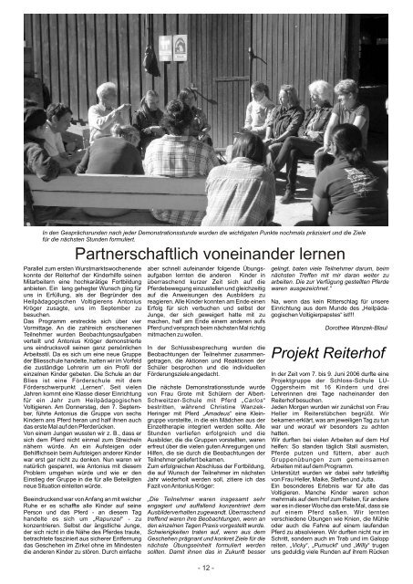 Hofzeitung 2006 als PDF zum Herunterladen - Reiterhof Kinderhilfe ...