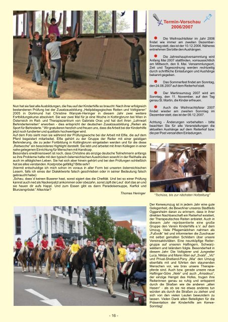 Hofzeitung 2006 als PDF zum Herunterladen - Reiterhof Kinderhilfe ...