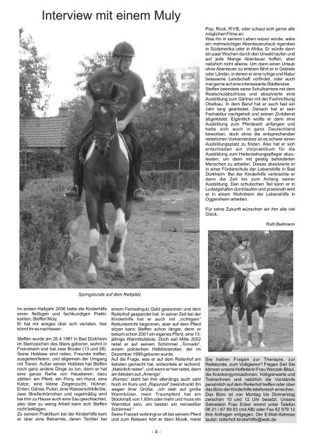 Hofzeitung 2006 als PDF zum Herunterladen - Reiterhof Kinderhilfe ...