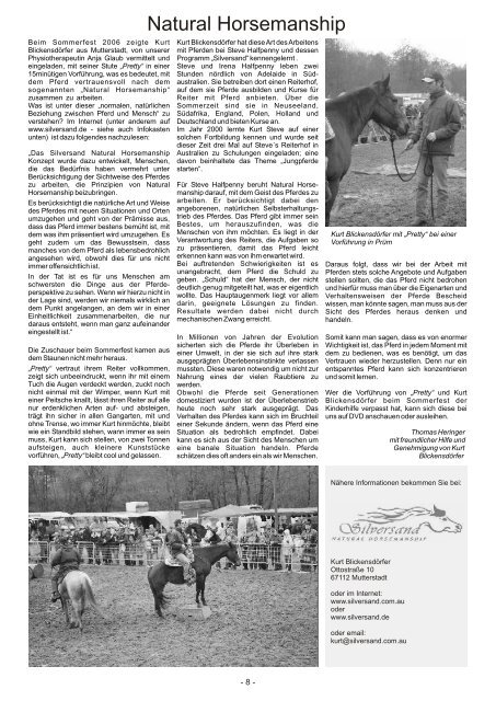 Hofzeitung 2006 als PDF zum Herunterladen - Reiterhof Kinderhilfe ...
