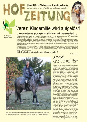 Hofzeitung 2007 als PDF zum Herunterladen - Reiterhof Kinderhilfe ...