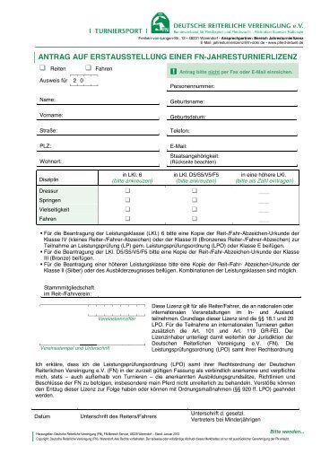 Erstantrag Lizenz FN - Reit- & Fahrverein AltÃ¶tting / MÃ¼hldorf eV