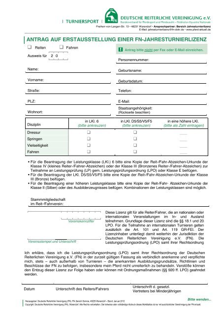 Erstantrag Lizenz FN - Reit- & Fahrverein AltÃ¶tting / MÃ¼hldorf eV