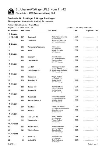 Crystal Reports - SLISTE1v - Reit- und Fahrverein Würtingen eV