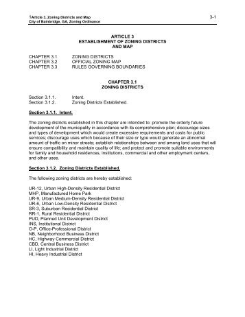 Article 3 Zoning Districts and Map - City of Bainbridge, Georgia