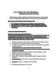 ADULT CO-ED SOFTBALL RULES 2006 - City of Bainbridge, Georgia