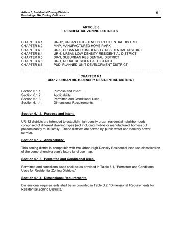 Article 6. Residential Zoning Districts - City of Bainbridge, Georgia