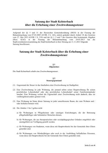 Zweitwohnungssteuersatzung - Kelsterbach