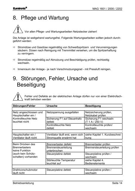 MIG/MAG-SchweiÃanlagen MAG 1601 MAG 2000 ... - Reiz GmbH