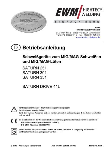 SATURN 251;SATURN 301;SATURN 351;SATURN ... - Reiz GmbH
