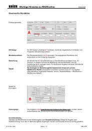 Wichtige Hinweise zu REIZEonline - Reize Optik AG