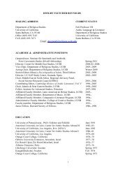 Curriculum Vitae - Department of Religious Studies - University of ...