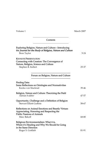 the Journal for the Study of Religion, Nature and Culture