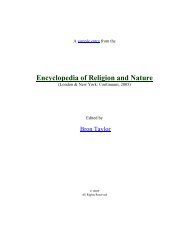 Traditional Ecological Knowledge - Religion and Nature