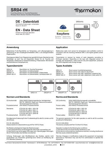 SR04 rH - Thermokon Sensortechnik GmbH