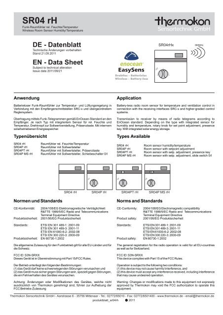 SR04 rH - Thermokon Sensortechnik GmbH