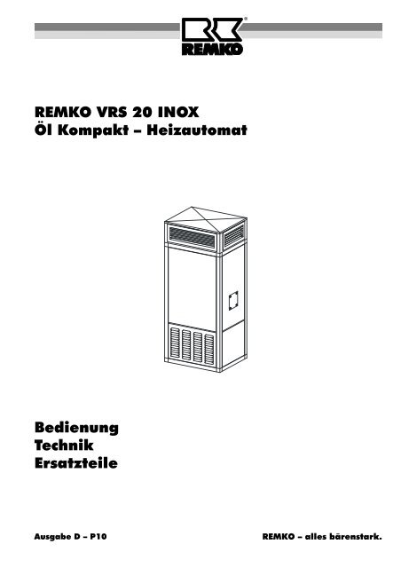 REMKO VRS 20 INOX Ãl Kompakt â Heizautomat Bedienung ...