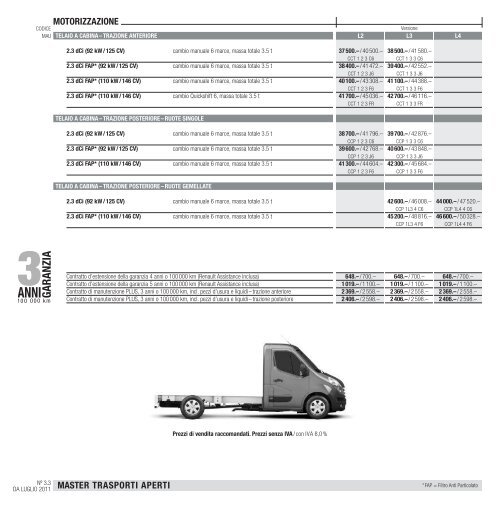 master trasporti aperti prezzi ed equipaggiamenti - Renault