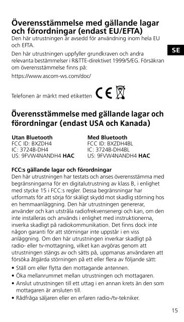 Quick Reference Guide. Ascom d62  DECT Handset, TD 92584SE