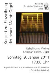 Konzert zur Einweihung der neuen Mathis-Orgel - Christian Alpiger
