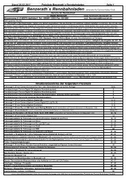 Inhaltsverzeichnis der folgenden Preisliste - Rennbahn-Benzerath