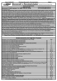 Inhaltsverzeichnis der folgenden Preisliste