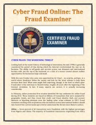 Cyber Fraud Online: The Fraud Examiner